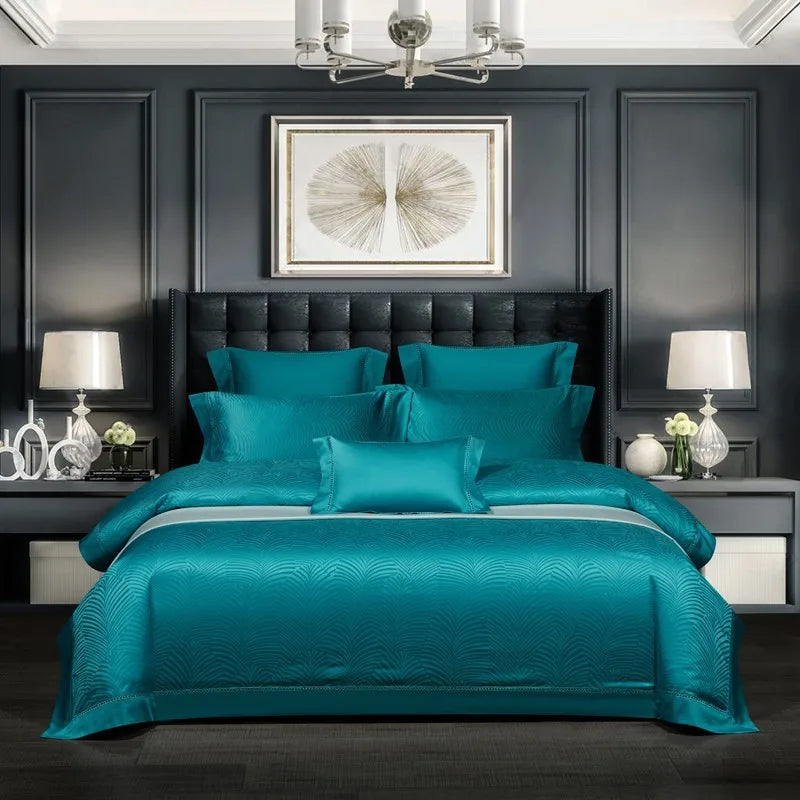 Luxurious Damask Jacquard Duvet Cover Set 1000TC Egyptian Cotton Goods And Beds