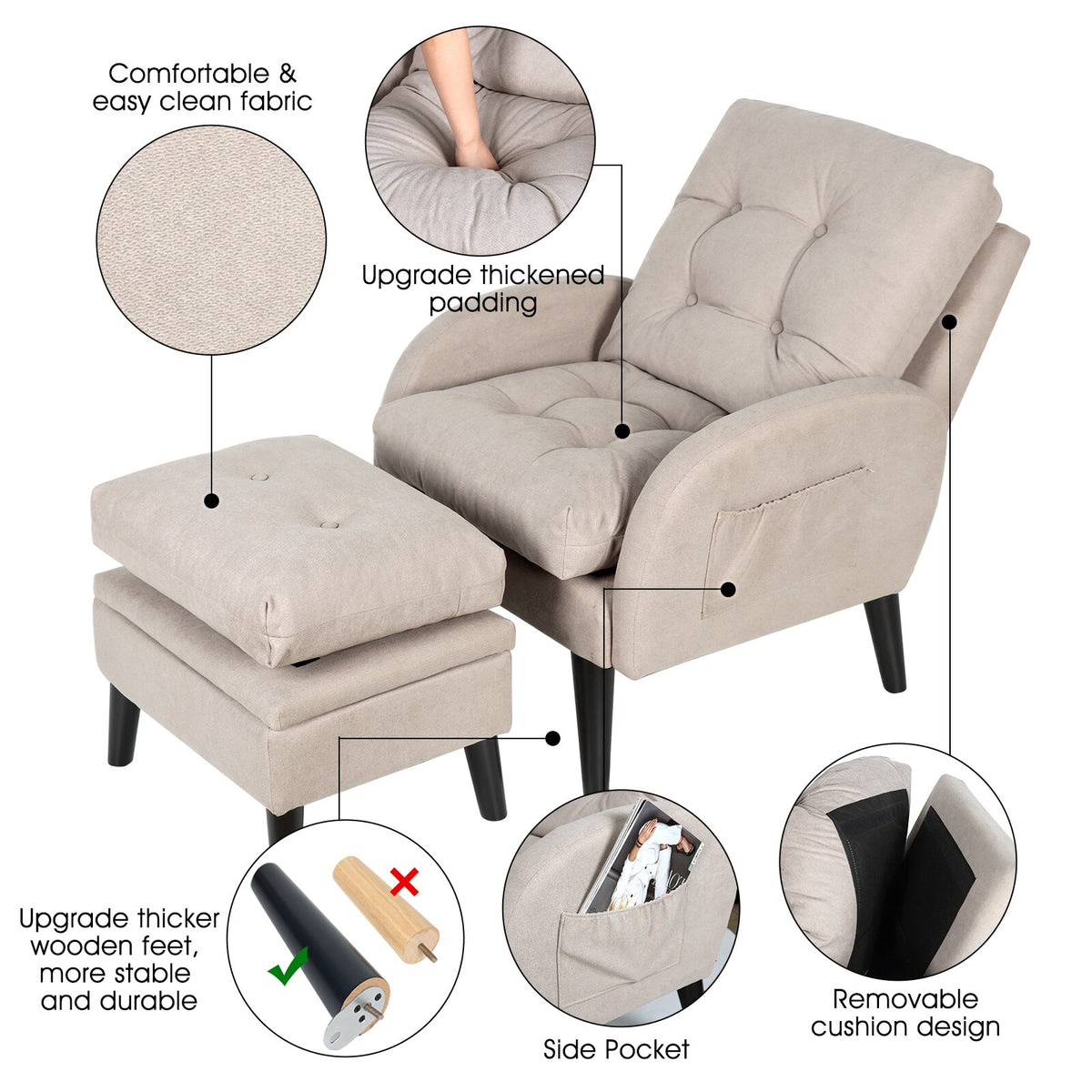 Easy chair hotsell with leg rest