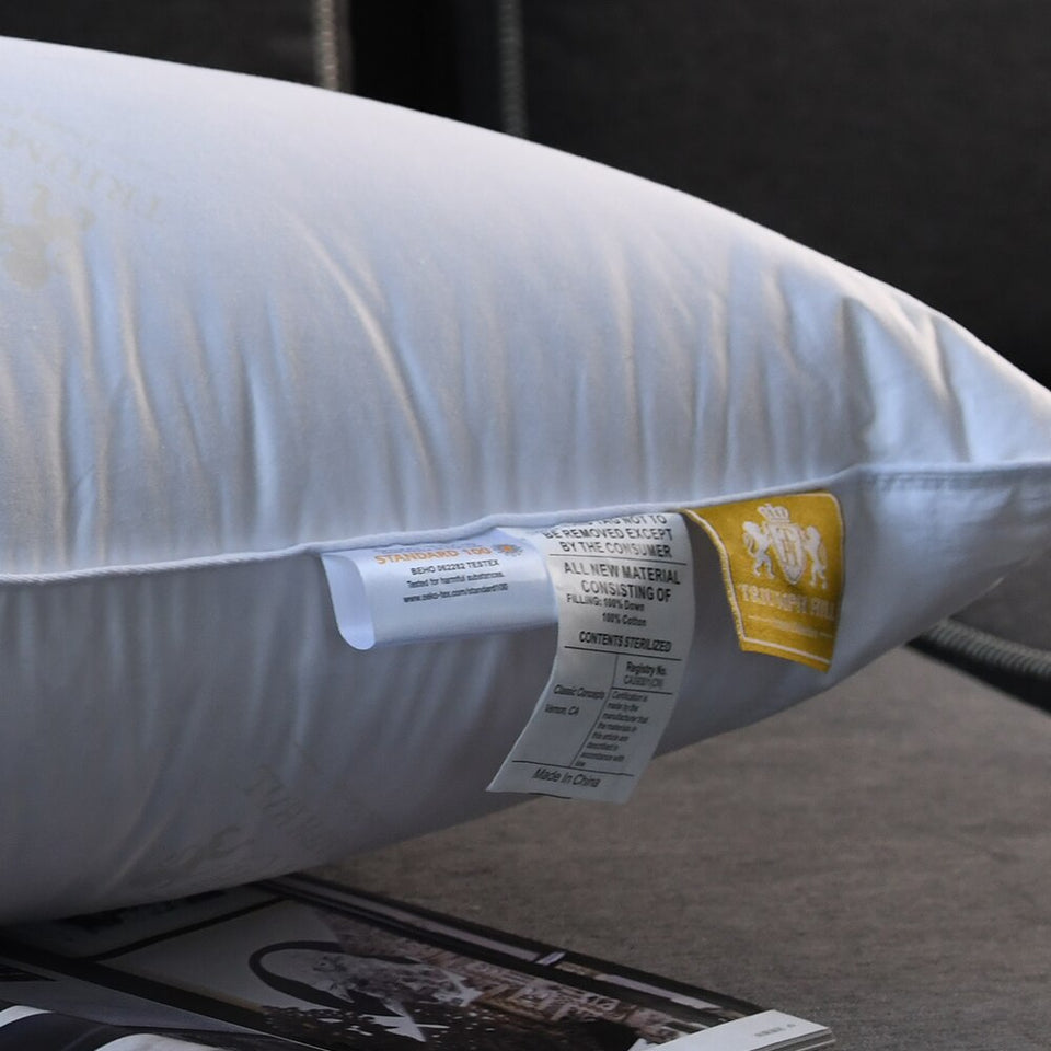 Sleep in Luxury: 100% White Goose Down Pillow with 1000 Fluffy Down Pillow Core, Premium 100% Cotton Shell, Available In Multiple Sizes to help you atchive Ultimate Comfort and Support