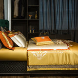 Silkly Comforter Cover Bed Set - 1400TC Cotton Duvet Cover Set with Luxury Embroidery - Exquisite Bedding Set including Bedspread, Flatsheet, and Pillowcase - Available in 4/6/10 Pieces
