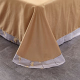 Exquisite Chic Golden Leaves Lace Duvet Cover Grey Luxury Satin Cotton Bedding Set – Elegant Bed Sheet, Quilt Cover, and Pillowcases Included – Available in Queen and King Sizes, 4Pcs for a Regal Night's Sleep!