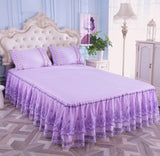 Create a Romantic Oasis with our Bloom Pattern Solid Color Bed Skirt - Non-Slip Dust Ruffle for Queen Size Bedspread - Luxurious Bed Skirt for a Stylish Bedroom