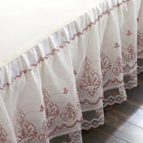 Create a Romantic Oasis with our Bloom Pattern Solid Color Bed Skirt - Non-Slip Dust Ruffle for Queen Size Bedspread - Luxurious Bed Skirt for a Stylish Bedroom