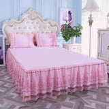 Create a Romantic Oasis with our Bloom Pattern Solid Color Bed Skirt - Non-Slip Dust Ruffle for Queen Size Bedspread - Luxurious Bed Skirt for a Stylish Bedroom