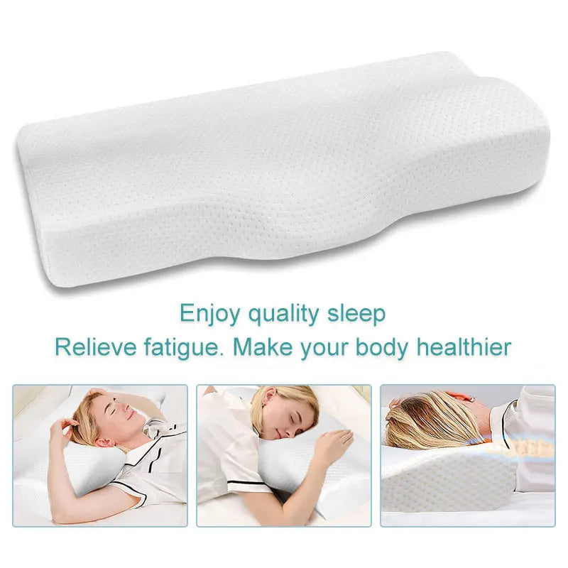 Experience Ultimate Comfort with our Orthopedic 60x35cm Memory Sleeping Pillows in a Butterfly Shape, Expertly Engineered to Relax and Support the Cervical Region for Unparalleled Restful Nights of Serenity and Well-Being