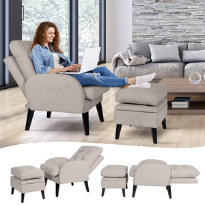 Enhance Your Living Room with our Adjustable Accent Chair with Footrest Storage, Side Pocket, and Reclining Backrest: The Perfect Lounge Chair for Stylish and Organized Living!