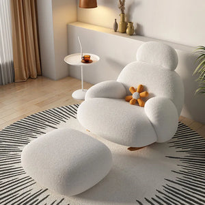 Experience the Height of Comfort with Our Fluffy White Living Room Chair – A Modern and Cute Floor Ergonomic Lounge Recliner, Elevating Your Meuble Salon with Cozy and Stylish Home Furniture Bliss