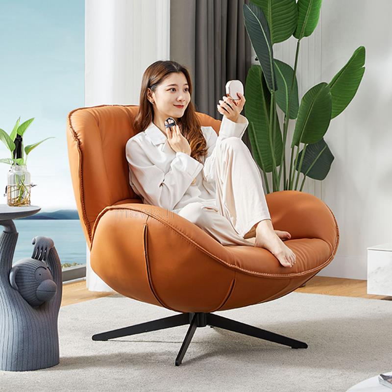 Luxury High-Back Nordic Living Room Chairs: Rotating Sofa with Upholstered Lounge Design for Ultimate Comfort and Style - Perfect for Apartments, Sillones Balcony Furniture, and Relaxation