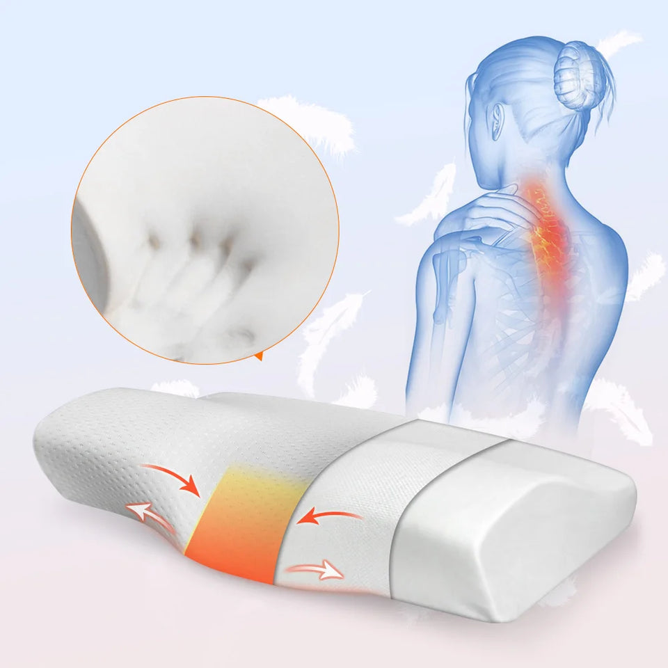 Experience Ultimate Comfort with our Orthopedic 60x35cm Memory Sleeping Pillows in a Butterfly Shape, Expertly Engineered to Relax and Support the Cervical Region for Unparalleled Restful Nights of Serenity and Well-Being