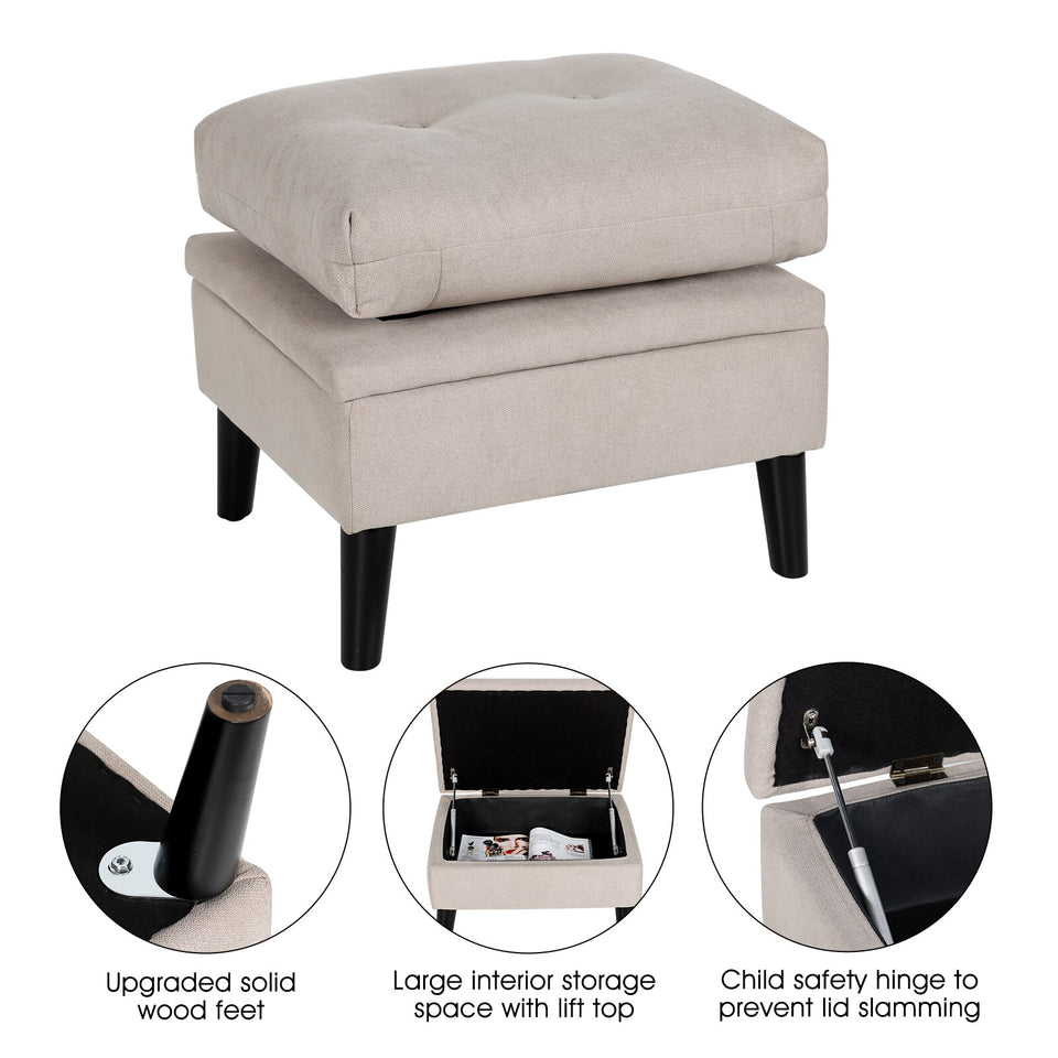 Enhance Your Living Room with our Adjustable Accent Chair with Footrest Storage, Side Pocket, and Reclining Backrest: The Perfect Lounge Chair for Stylish and Organized Living!