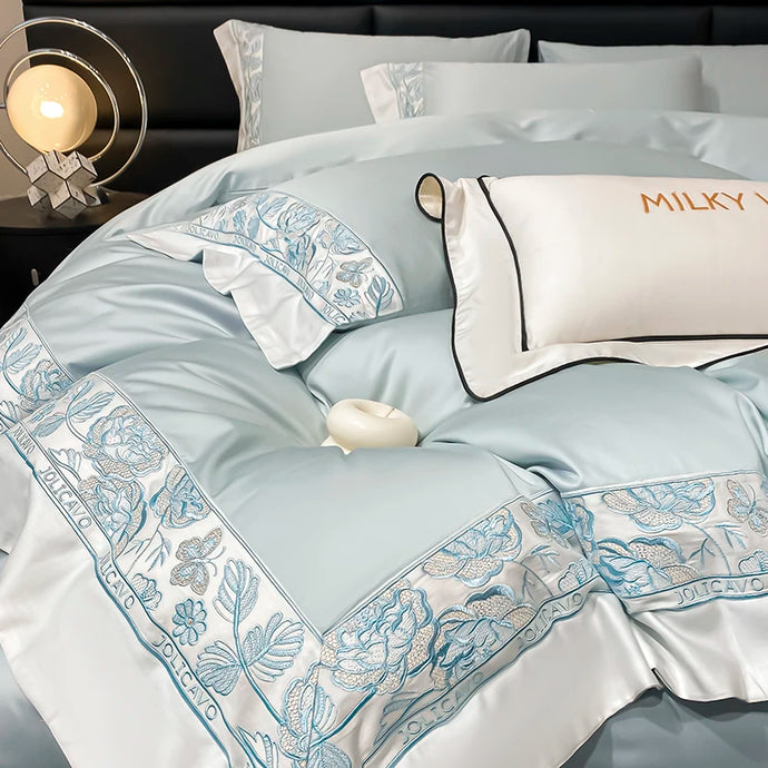 Indulge in Opulence with our Egyptian Cotton Bedding Set – Luxury High-Quality Pure Cotton Embroidery Duvet Cover, Bed Sheets, and Pillowcases – Elevate Your Sleep with the Ultimate Bed Comforter Set!