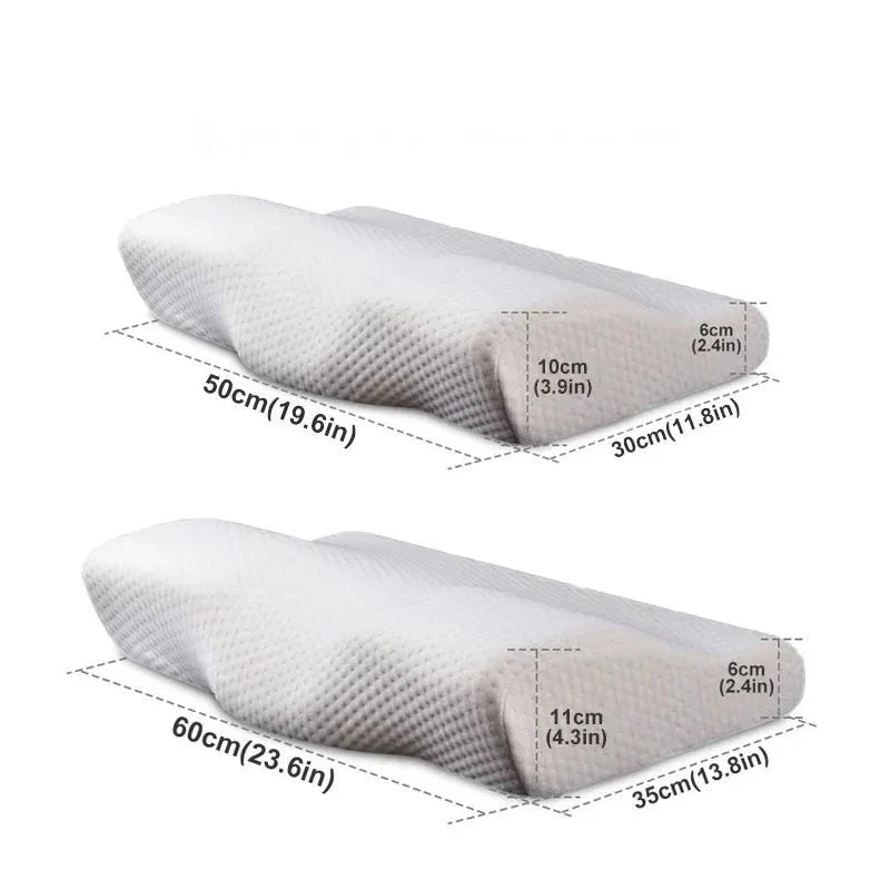 Experience Ultimate Comfort with our Orthopedic 60x35cm Memory Sleeping Pillows in a Butterfly Shape, Expertly Engineered to Relax and Support the Cervical Region for Unparalleled Restful Nights of Serenity and Well-Being
