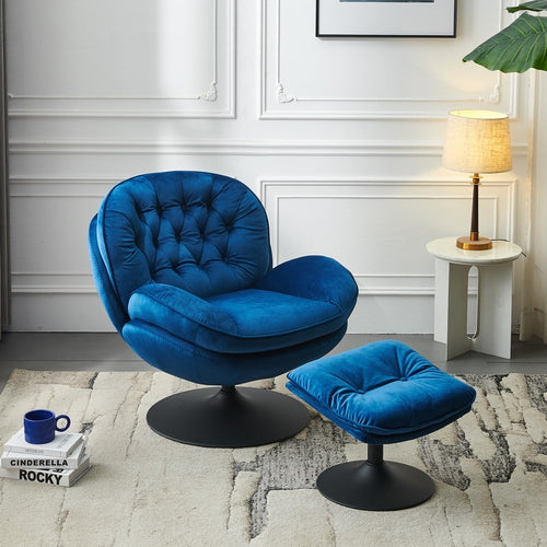 Swivel Leisure Chair Lounge Chair High-Quality Velvet with Ottoman Multiple Color Choices