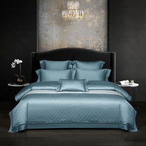 Luxurious High-Quality 1200TC Jacquard Bedding Set with Egyptian Cotton, Soft Duvet Cover, Flat Bedsheet, and Pillowcases for King and Queen Size Beds