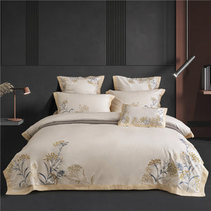 Exquisite 60S Egyptian Cotton Embroidered Bedding Set - King Size Bed Sheet, Pillowcase, and Duvet Cover Set 4pcs - Perfect for Home and Hotel - Elevate Your Sleep Experience!
