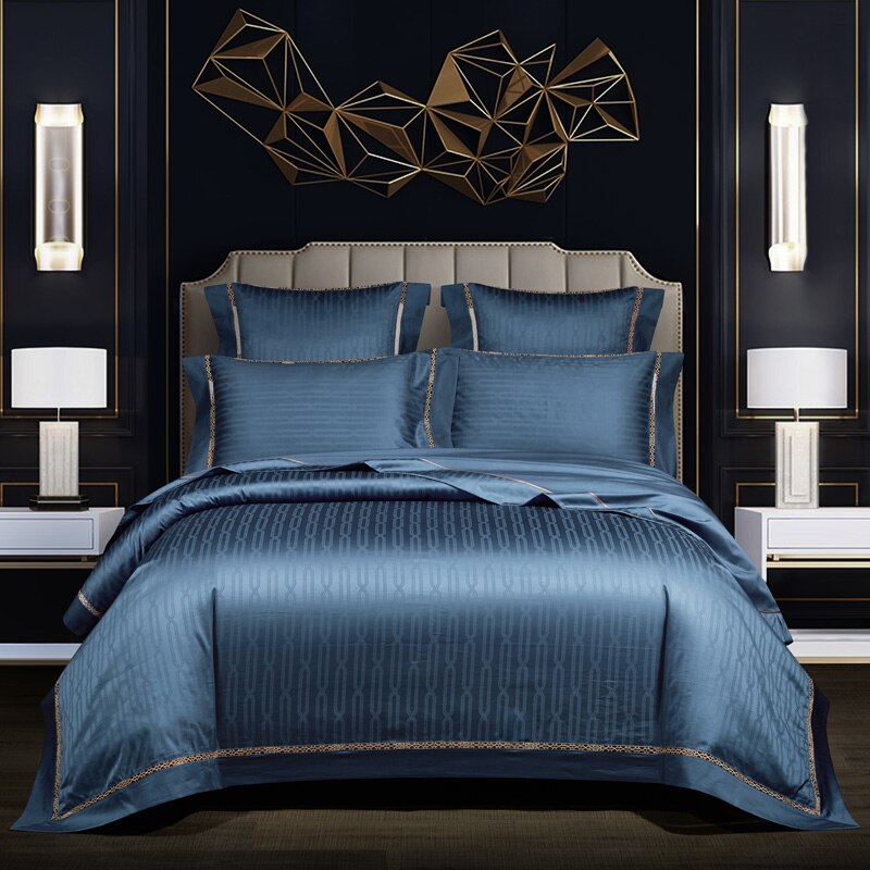 Luxurious High-Quality 1200TC Jacquard Bedding Set with Egyptian Cotton, Soft Duvet Cover, Flat Bedsheet, and Pillowcases for King and Queen Size Beds