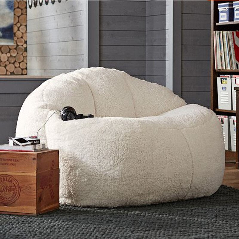 Oversized Bean Bag Chair Soft Fluffy Faux Fur Lazy Sofa Bed Cover (no Filler)