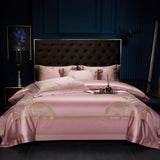 Vintage Luxury Gold Embroidery Bedding set 1200TC Egyptian Cotton Soft Duvet Cover Bed Sheet Pillowcases Double Queen King 4Pcs.