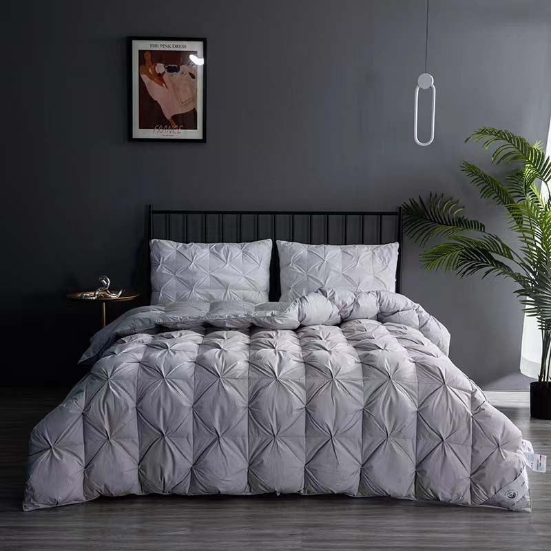 NEW Luxury White Goose Down Comforter Heavyweight Duvet - Double Bed Blanket Filler, Solid Color, Queen Size, Warm and Soft, Pinch Pleated Quilts for a Cozy Sleep Experience