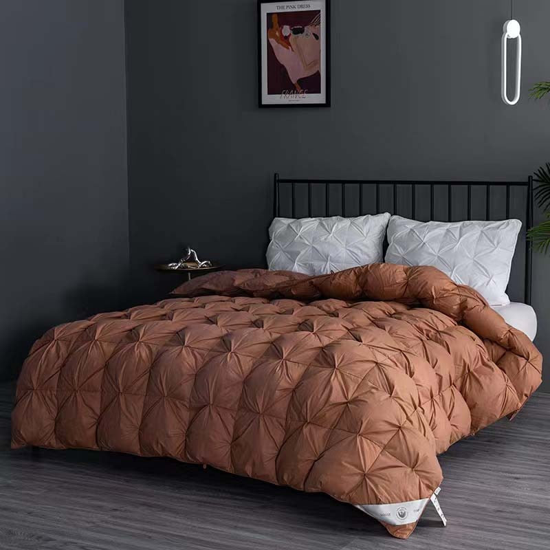NEW Luxury White Goose Down Comforter Heavyweight Duvet - Double Bed Blanket Filler, Solid Color, Queen Size, Warm and Soft, Pinch Pleated Quilts for a Cozy Sleep Experience