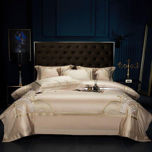Vintage Luxury Gold Embroidery Bedding set 1200TC Egyptian Cotton Soft Duvet Cover Bed Sheet Pillowcases Double Queen King 4Pcs.