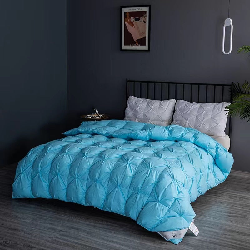 NEW Luxury White Goose Down Comforter Heavyweight Duvet - Double Bed Blanket Filler, Solid Color, Queen Size, Warm and Soft, Pinch Pleated Quilts for a Cozy Sleep Experience
