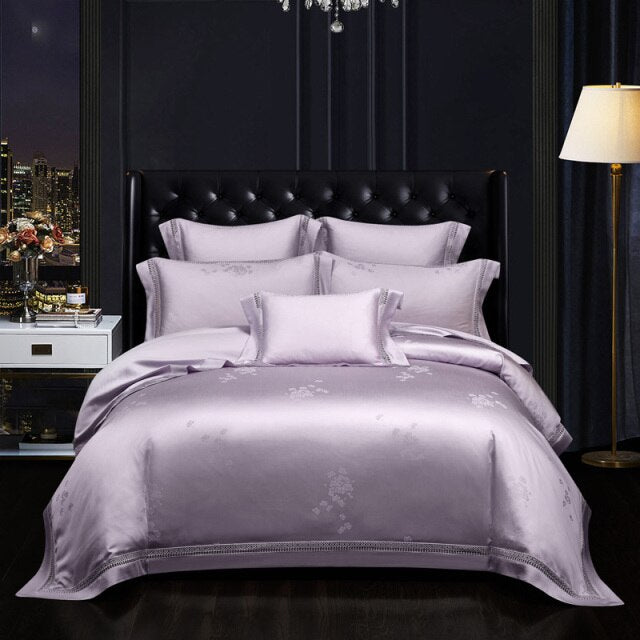 NEW Indulge in Unmatched Comfort with the 1000 Thread Count Exclusive Luxury Jacquard Cotton Bedding Set - Includes Duvet Cover, Flat Sheet, and Pillowcases