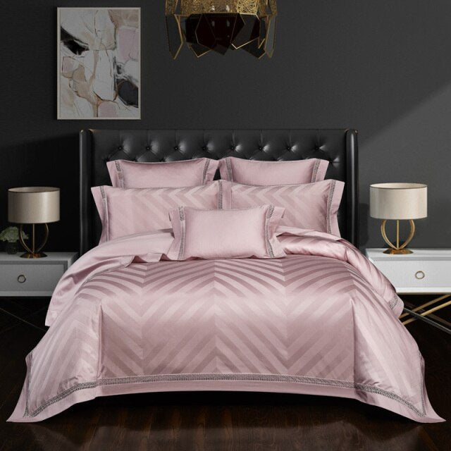 NEW Indulge in Unmatched Comfort with the 1000 Thread Count Exclusive Luxury Jacquard Cotton Bedding Set - Includes Duvet Cover, Flat Sheet, and Pillowcases