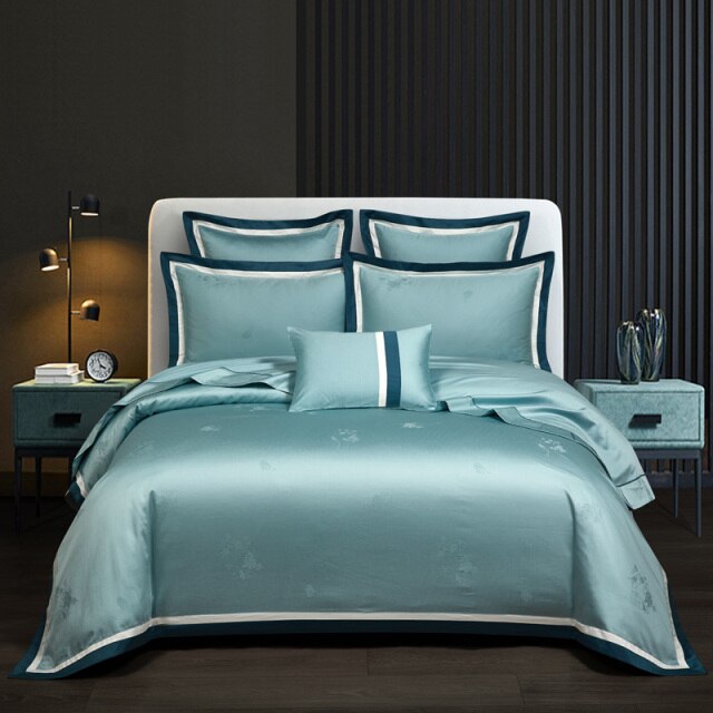NEW Indulge in Unmatched Comfort with the 1000 Thread Count Exclusive Luxury Jacquard Cotton Bedding Set - Includes Duvet Cover, Flat Sheet, and Pillowcases