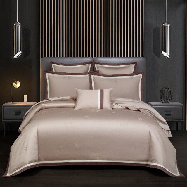 NEW Indulge in Unmatched Comfort with the 1000 Thread Count Exclusive Luxury Jacquard Cotton Bedding Set - Includes Duvet Cover, Flat Sheet, and Pillowcases