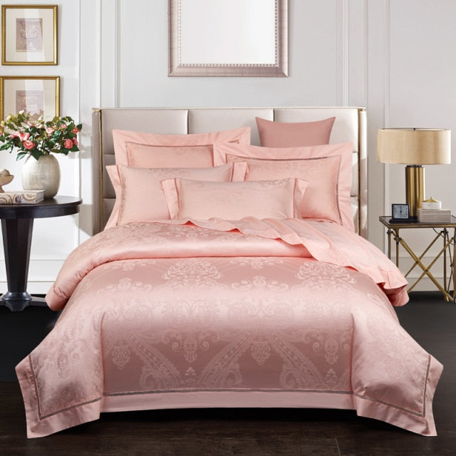 NEW Indulge in Unmatched Comfort with the 1000 Thread Count Exclusive Luxury Jacquard Cotton Bedding Set - Includes Duvet Cover, Flat Sheet, and Pillowcases