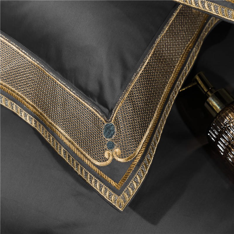 Royal Silver Premium High End 1000 Thread Count Egyptian Cotton 4/6Pcs Queen/King Bedding Set Embroidery Duvet cover 1 Bed Sheet 2 Pillowcases