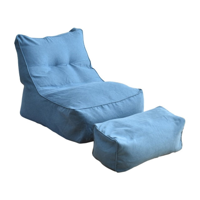 NEW Unwind in Ultimate Comfort with Our Bean Bag Soft Lazy Sofa Poof Cover with Footrest - Perfect for Lounging and Relaxation