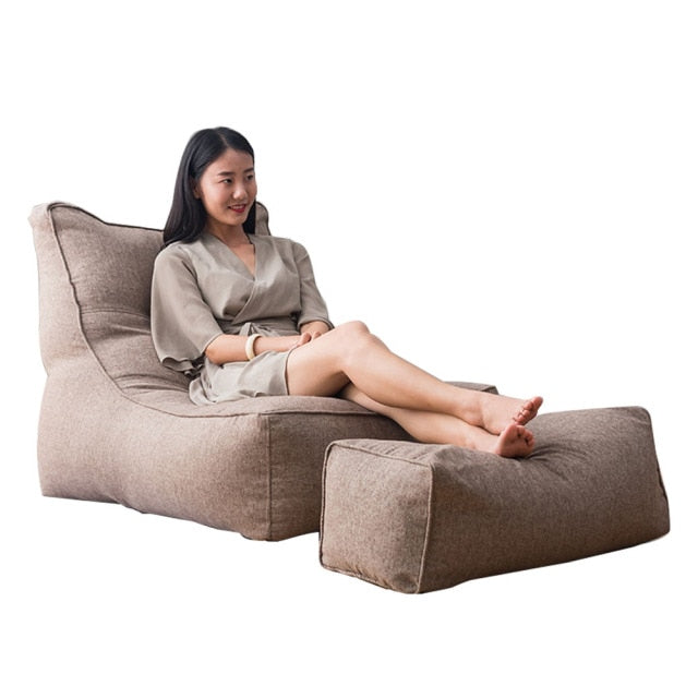 NEW Unwind in Ultimate Comfort with Our Bean Bag Soft Lazy Sofa Poof Cover with Footrest - Perfect for Lounging and Relaxation