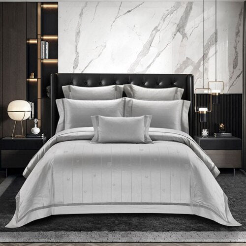 NEW Indulge in Unmatched Comfort with the 1000 Thread Count Exclusive Luxury Jacquard Cotton Bedding Set - Includes Duvet Cover, Flat Sheet, and Pillowcases