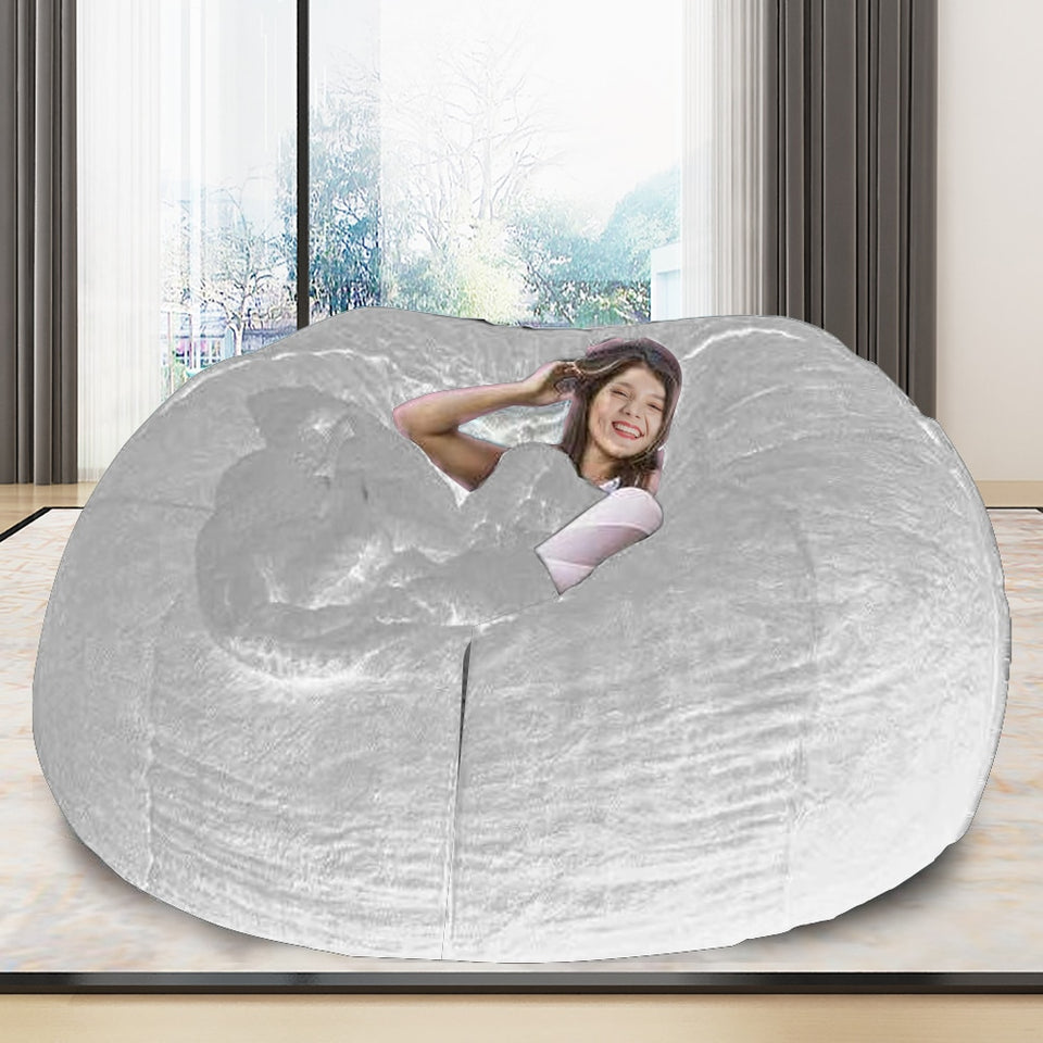 Microsuede 7FT Foam Giant Bean Bag Memory Living Room Chair Lazy Sofa Soft  Cover | eBay
