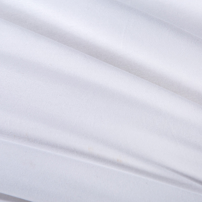 White Egyptian Cotton Bedding Set US King Queen Size Golden Embroidery Bedding Super Soft Bed Sheet Set
