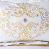 White Egyptian Cotton Bedding Set US King Queen Size Golden Embroidery Bedding Super Soft Bed Sheet Set