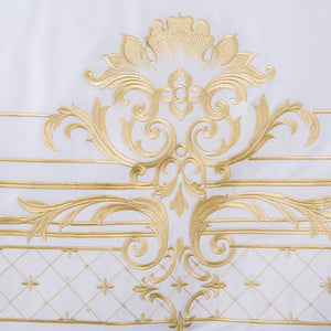 White Egyptian Cotton Bedding Set US King Queen Size Golden Embroidery Bedding Super Soft Bed Sheet Set