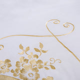 White Egyptian Cotton Bedding Set US King Queen Size Golden Embroidery Bedding Super Soft Bed Sheet Set