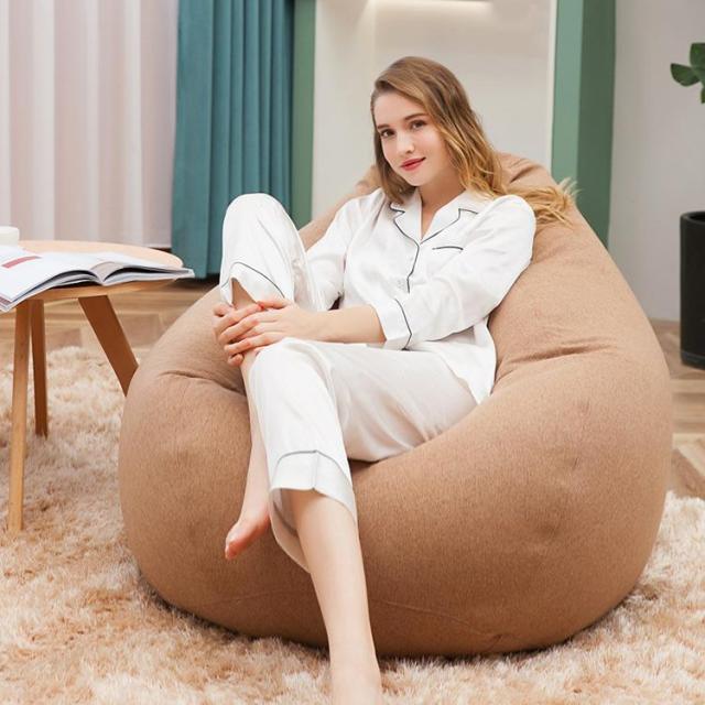 NEW Transform Your Living Room into a Cozy Oasis with Fine Linen Lazy Sofa Bean Bag Covers - Soft, Stylish, and Comfortable without the Filler/Inner Poof