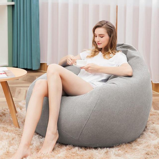 NEW Transform Your Living Room into a Cozy Oasis with Fine Linen Lazy Sofa Bean Bag Covers - Soft, Stylish, and Comfortable without the Filler/Inner Poof
