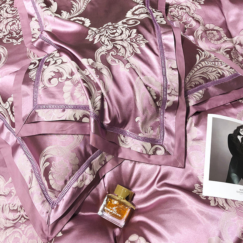 NEW Luxurious Metalic Pink 100% Cotton Satin Jacquard Bedding Set with Duvet Cover - Perfect for Double, Queen, and King Sizes