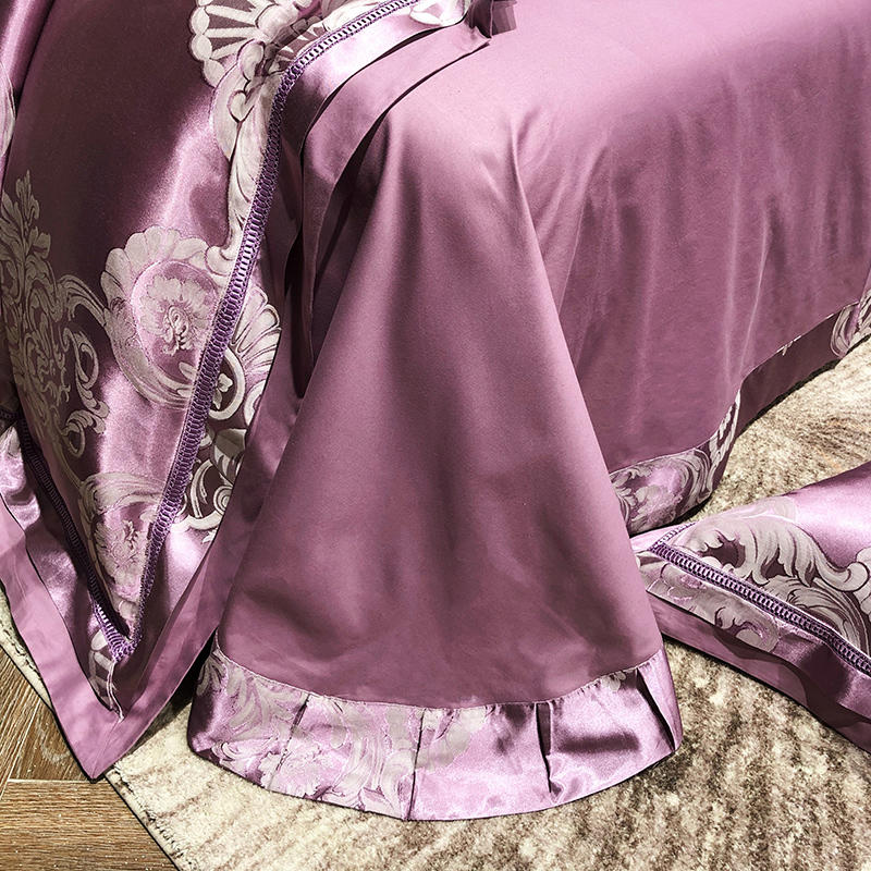 NEW Luxurious Metalic Pink 100% Cotton Satin Jacquard Bedding Set with Duvet Cover - Perfect for Double, Queen, and King Sizes