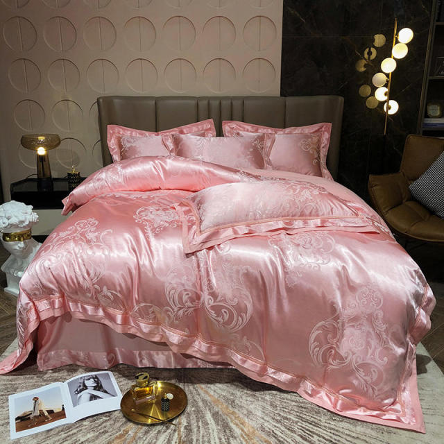 Jacquard bedding set High quality Cotton Bed sets soft duvet cover  elasticated bed sheet pillowcases King Queen size