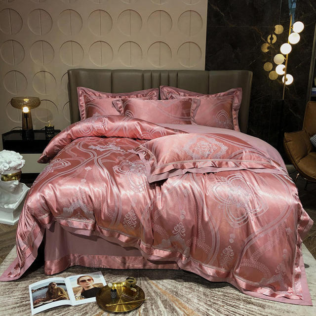 Luxury Cotton Damask Print Sateen Jacquard Bedding Queen Duvet