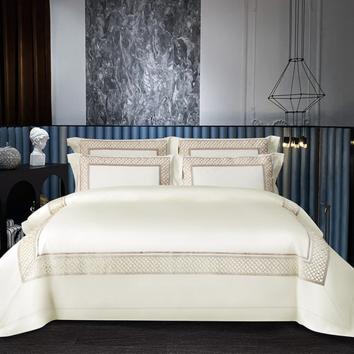 NEW Elevate Your Bedroom with Our 1400 TC Cotton Luxury Embroidery Bedding Set - 5 Exquisite Designs to Choose From, Perfect for Double, Queen, & King Size Beds