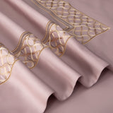 NEW 1400 TC Luxury Pastel Pink Embroidered Cotton Bedding Set with Duvet Cover, Bedsheet, and Pillowcases